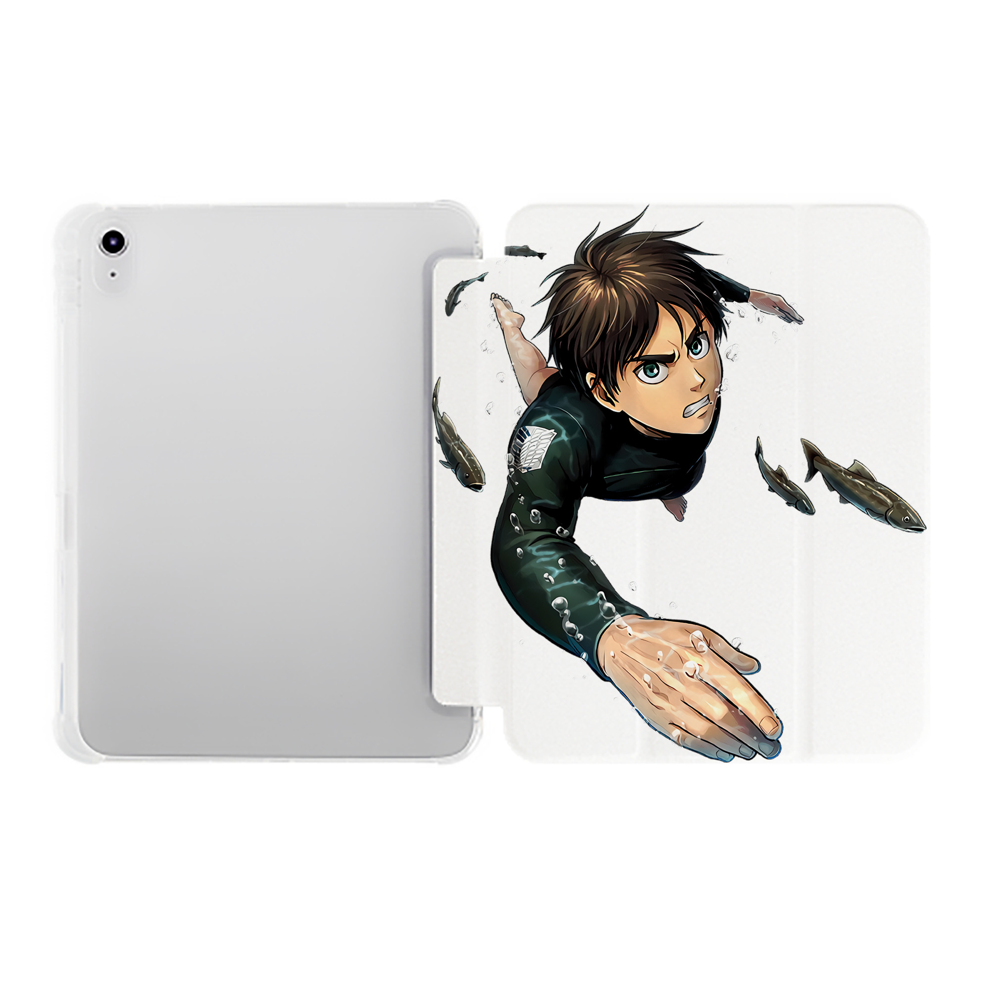 （画像用） 進撃の巨人 エレン･イェーガー Attack on Titan Eren Jäger IPad ケース ペン収納付き 三つ折りスタンド PUレザー×シリコン 対応機種9.5/10.5/10.9インチ